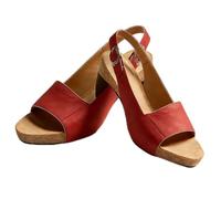 Aemmbon Podiflex Sandals, Podiflex Shoes for Women, Medium Thick Stitching Solid Color One Piece Buttoned Slip on Sandals (Red,5)