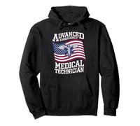 AEMT USA Flag Patriotic Medical Medical Technician Pullover Hoodie