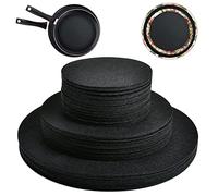 Aemygo 100 Pack Felt Plate Storage Dividers, Thick Felt Round Dish Storage Protectors Pads with 3 Sizes, Premium China Plate Separators for Packing Stacking Cookware, Black
