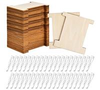 Aemygo 200 Pcs Rustic Brown Wood & Plastic Ribbon Storage Organizer Set, Flat Wooden Spools with U-Shape Folding Clips, Embroidery Floss Bobbins Holder for Cross Stitch, Cotton Sewing, Casual Occasion