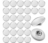 Aemygo 50 Pcs Brooch Tray with 50 Pcs Butterfly Pin Backs, 25mm Round Blank Pins Disk Base, Stainless Steel Flat Bezel Trays for DIY Craft Lapel Making Supplies