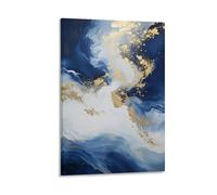 AEMYSKA Abstract Blue Marble Canvas Wall Art Prints Poster Modern Natural Texture Pictures Paintings on Canvas Wall Decor Framed Artwork for Bedroom Living Room Office 08x12inch(20x30cm)