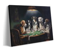 AEMYSKA Abstract Dog Party Canvas Wall Art Gallery Wrapped & Stretched - Smart Animals Party Card Table Vintage Framed Canvas Print, Ready to Hang for Living Room Bedroom Office 12x18inch(30x45cm)