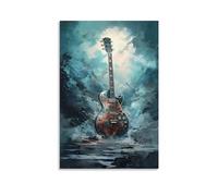 AEMYSKA Abstract Guitar Canvas Wall Art Prints Watercolour Background Nature Instruments Painting Art Poster Framed Artwork for Home Bedroom Living Room Office Wall Decor 16" Wx24 L(40x60cm)