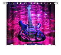 AEMYSKA Abstract Guitar Print Grommet Drapes Blackout Curtains Music Instrumental Performance Room Darkening Curtain, Window Panels for Living Room Decor