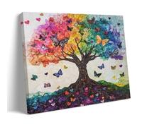 AEMYSKA Abstract Tree Butterfly Canvas Wall Art Prints Colorful Leaf Watercolor Animal Painting Art Poster Framed Artwork for Home Bedroom Living Room Office Wall Decor 08x12inch(20x30cm)