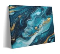 AEMYSKA Abstract Vintage Marble Canvas Wall Art Gallery Wrapped & Stretched - Watercolor Texture Blue Teal Framed Canvas Print, Ready to Hang for Living Room Bedroom Office 12x18inch(30x45cm)