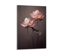AEMYSKA Beautiful Pink Lotus Canvas Wall Art Prints Poster Flowers Natural Vintage Paintings on Canvas Wall Decor Framed Artwork for Bedroom Living Room Office 08x12inch(20x30cm)