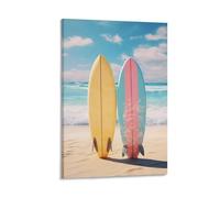 AEMYSKA Colorful Surfboards Bedroom Decor Wall Art Ocean Beach Tropical Modern Canvas Print Framed Painting Artwork for Living Room Office Poster 12" Wx18 L(30x45cm)