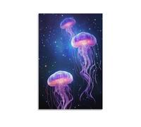 AEMYSKA Fantasy Jellyfish Print Canvas Posters Tropical Marine Life Landscape Wall Decor for Living Rooms Bedroom Wall Art Artwork 08" Wx12 L(20x30cm)