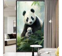AEMYSKA Modern Cute Animal Window Film Heat Blocking Nature Panda Countryside Privacy Window Decor Glass Door Covering Non-Adhesive Window Stickers for Bathroom Kitchen 45 x 60 cm