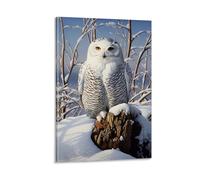 AEMYSKA Modern Winter Owl Canvas Wall Art Prints Poster Nature Interesting Birds Snowy Tree Branch Paintings on Canvas Wall Decor Framed Artwork for Bedroom Living Room Office 08x12inch(20x30cm)