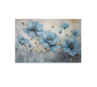AEMYSKA Vintage Flowers Wall Art for Living Room Modern Blue Floral Nature Plant Painting Paintings on Canvas Wall Art Poster for Home Decorations Wall Decor 08" Wx12 L(20x30cm)