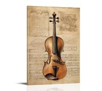 AEMYSKA Vintage Guitar Canvas Wall Art Gallery Wrapped & Stretched - Classical Instruments Music Framed Canvas Print, Ready to Hang for Living Room Bedroom Office 12x18inch(30x45cm)