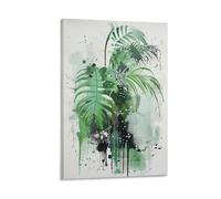 AEMYSKA Vintage Palm Tree Canvas Wall Art Gallery Wrapped & Stretched - Watercolor Nature Botanical Ink Painting Framed Canvas Print, Ready to Hang for Living Room Bedroom Office 16x24inch(40x60cm)
