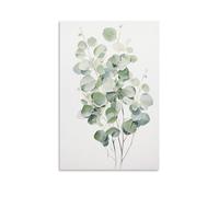 AEMYSKA Watercolor Eucalyptus Leaves Wall Art for Living Room Tropical Natural Plants Modern Paintings on Canvas Wall Art Poster for Home Decorations Wall Decor 08" Wx12 L(20x30cm)