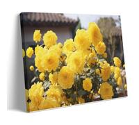 AEMYSKA Yellow Chrysanthemum Plant Canvas Wall Art Prints Poster Rustic Style Natural Flowers Paintings on Canvas Wall Decor Framed Artwork for Bedroom Living Room Office 12x18inch(30x45cm)