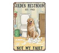 Aenaon Golden Restroom Not My Fault Style Retro Metal Tin Sign Wall Decor Coffee Barthroom Garage Bar Room Decor Retro Style s Metal Signs 8x12 inch