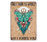 Aenaon Hippie and I Think to Myself What a Wonderful World Butterfly Flowers Metal Tin Sign Vintage Home Kitchen Garage Bar Cave Wall Nostalgic Decor Rustic Tin Sign 8x12 Inches