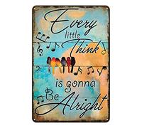 Aenaon Hippie Bird Metal Sign Every Little Thing's Gonna Be Alright Tin Sign Vintage Wall Decor Home Bar Cafe Garage Cave Decor Sign 12 X 8 Inch