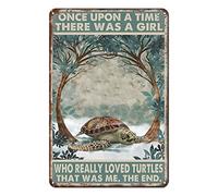 Aenaon Once Upon A Time There was A Girl Who Really Loved Turtles Style Retro Metal Tin Sign Wall Decor Coffee Barthroom Garage Bar Room Decor Retro Style s Metal Signs 8x12 inch