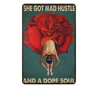 Aenaon Red Rose Ballet Ballet Metal Sign She Got Mad Hustle Tin Sign Vintage Wall Decor Home Bar Cafe Garage Cave Decor Sign 12 X 8 Inch
