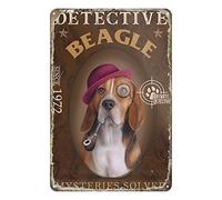 Aenaon Retro Metal Tin Sign Beagle Dog Mysteries Solver Tin Sign Home Bar Patio Cave Wall Vintage Decor Novelty Sign 8x12 Inches