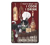 Aenaon That’S What I Do I Cook I Drink Style Retro Metal Tin Sign Wall Decor Coffee Barthroom Garage Bar Room Decor Retro Style s Metal Signs 8x12 inch