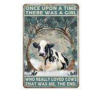 Aenaon There was A Girl Who Really Loved Cows That was Me The End Metal Tin Sign Vintage Home Kitchen Garage Bar Cave Wall Nostalgic Decor Rustic Tin Sign 8x12 Inches