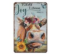 Aenaon Vintage Retro Sign Today I Choose Joy Coffee Metal Tin Sign Wall Decor Vintage Funny Tin Sign Home or Other Places Decor Gift for Friends Size 8"x12" Inches