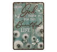 Aenaon Vintage Tin Sign Thank You for This Beautiful Life Retro Home Kitchen Bar Rustic Wall Decor Funny Decor Sign 8x12 Inches Dandelion Dragonfly