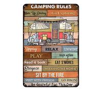 Aenaon Vintage Tin Sign Wake Up Be Grateful for This Day Retro Home Kitchen Bar Rustic Wall Decor Funny Decor Camping Camping Rules Tin Sign 8x12 Inches