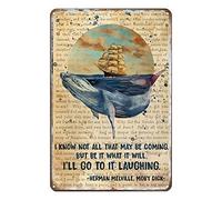 Aenaon Whale Metal Tin Sign for Bedroom Home I'll Go to It Laughing Tin Sign Vintage Rustic Decor Cave Coffee Shop Bar Wall Decor Nostalgic Tin Sign 12"X8"
