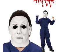 AENEY 1978 Michael Myers Mask For Kids Horror White Face Half Head Latex Mask With Hair Halloween Scary Cosplay Costume Party Props