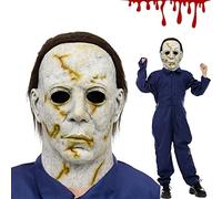 AENEY 2022 Michael Myers Mask For Kids Horror Face Full Head Latex Mask With Hair Halloween Scary Cosplay Costume Party Props