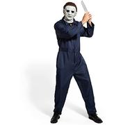 AENEY 3PCS Adults Men Michael Myers Costume Horror Killer outfit with Jumpsuit Mask Knife Halloween Cosplay Overalls (Style 2, X-Large)