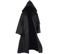 AENEY Adult Mens knight Hooded Robe Cloak Robes Costume Wizards-Tunic Halloween Christmas Cosplay Cloak Party Uniform (Black Cloak,XXL)