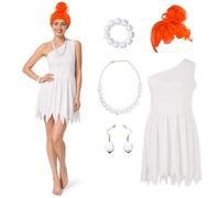 AENEY Adult Women Wilma Caveman Costume with Wig Props
