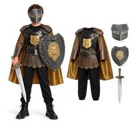 AENEY Kids Boys Armor Knight Costume Cosplay, Gladiator Medieval Outfits with Roman Soldier Mask shield, Halloween Party Fancy Dress Up