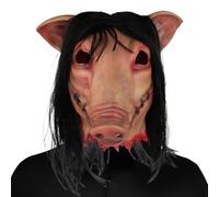 AENEY Scary Puppet Pig Mask with Hair Halloween Props