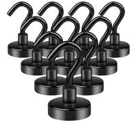 Aenienoe 10 Pack Magnetic Hooks Heavy Duty 35lb Strong Magnet Hook Neodymium Magnets Hooks for Cruise Cabins Kitchen Fridge Van Classroom Office Camping Accessories 20mm Black