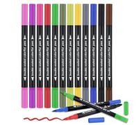 Aenienoe 12 Colours Brush Pens for Colouring Dual Tip Felt Tip Pens for Adults Drawing
