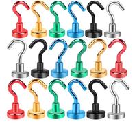 Aenienoe 18 Pack Magnetic Hooks Heavy Duty Strong Magnet with Hook for Hanging Neodymium Magnet Hooks for Cruise Cabin Kitchen Fridge Classroom Office Camping 16mm 3 of Each of 6 Colors