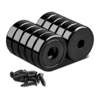 Aenienoe Neodymium Magnets Strong Magnet Disc 50lb+ Pulling Force 25mm with Countersunk Hole and Screws Extra Strong Rare Earth Magnets Black 10Pack