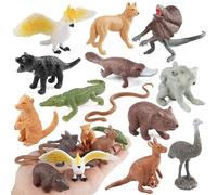 AENIMELY 12pcs Mini Australian Animal Figurines - Realistic Wildlife Models with Kangaroo, Koala, Dingo, Crocodile, Python, Ostrich - Educational Toys for Kids, Cake Toppers, STEM Playset