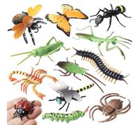 AENIMELY 12pcs Mini Insect Figurines - Realistic Bug Models for Kids with Spider, Bee, Dragonfly, Ant, Ladybug, Butterfly - STEM Learning Toys, Party Favors
