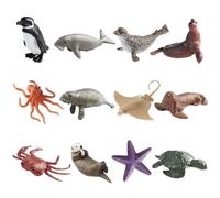 AENIMELY 12pcs Mini Ocean Animal Figurines - Realistic Marine Life Models with Penguin, Sea Lion, Seal - Educational Toys, Cake Toppers, STEM Learning Set