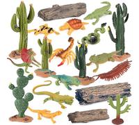 AENIMELY 20pcs Desert Animal Figurines Set - Includes Scorpion, Lizard, Trees & Cactus - Desert Diorama Playset for Kids, Birthday Cake Toppers, Party Decorations