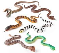 AENIMELY 6PCS Realistic Fake Snake Toy, Soft Rubber Cobra Figurines for Garden Pest Deterrent, Bird & Squirrel Scare, Stress Relief & Halloween Prank Props