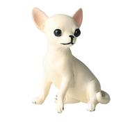 AENIMELY Chihuahua Dog Figurine Hand Painted Realistic Plastic Puppy Figure Tiny White Dogs Animals Toy Dog Cake Topper Christmas Birthday Gift